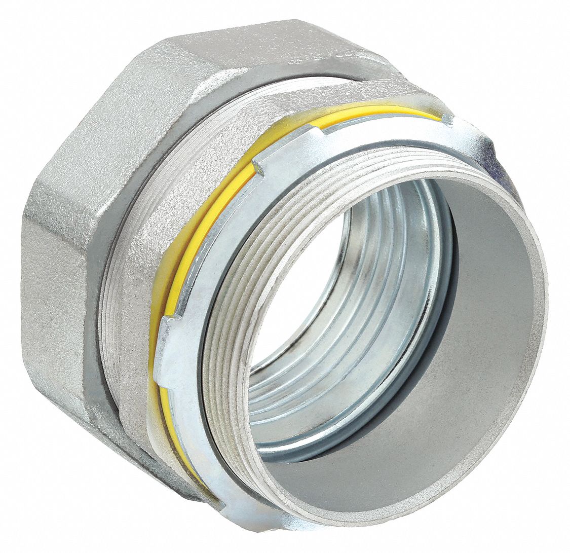 Liquid-Tight Conduit Fitting: Steel/Iron, 4 in Trade Size, Non-Insulated, Straight