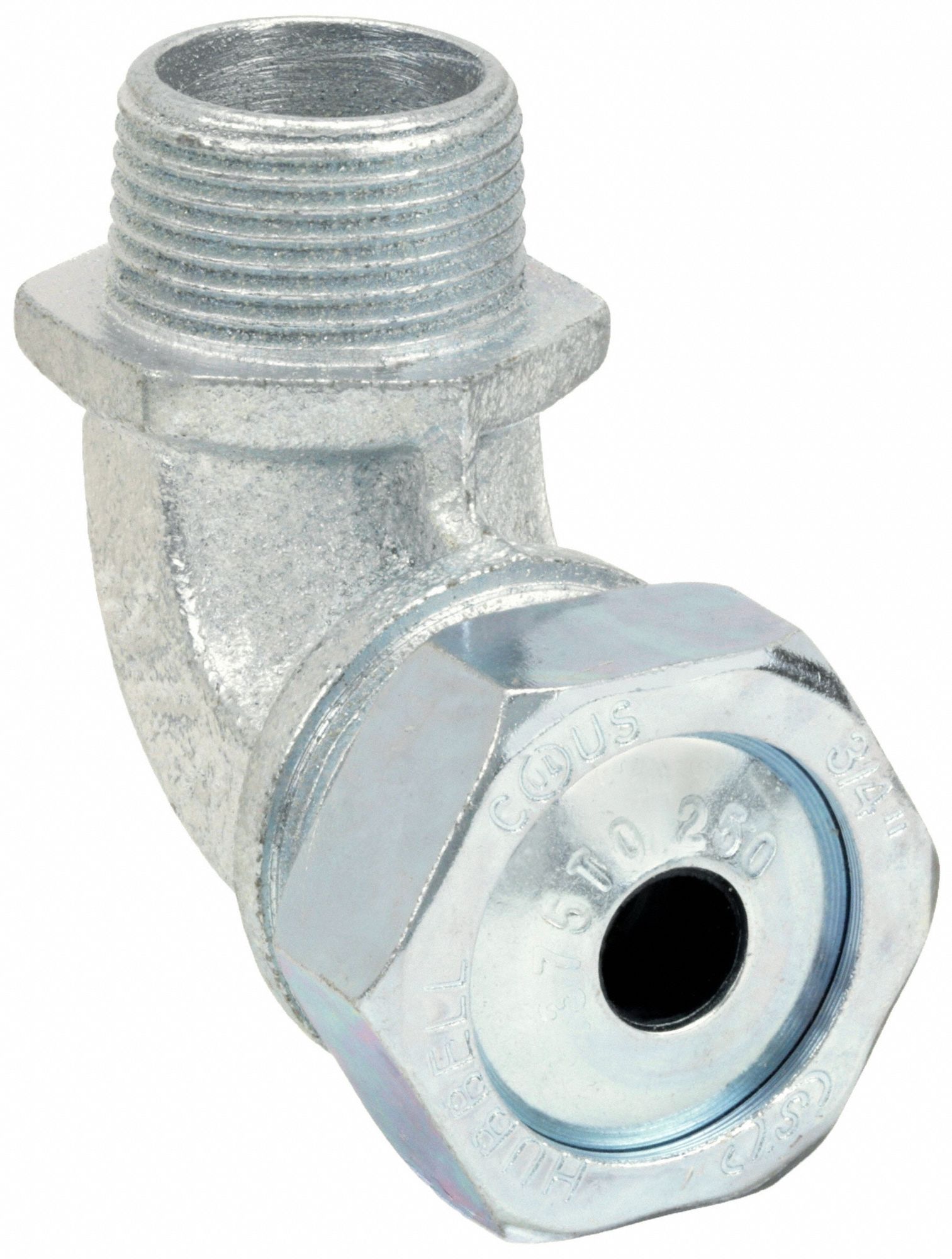 Enhanced Rating Cord Connector: Iron, 3/4 in MNPT, 0.25 in to 0.38 in, Silver