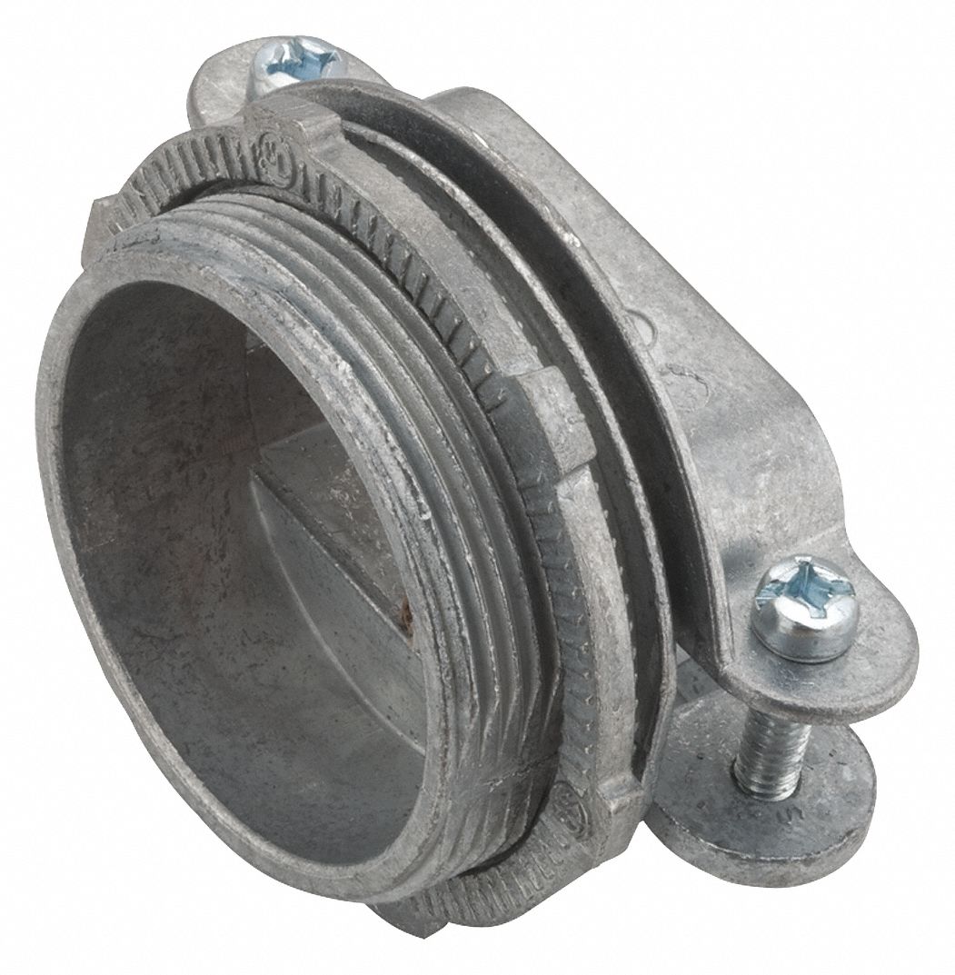 RACO Threaded Metal Connector: Die Cast Zinc, 1 1/2 in Trade Size, Clamp  Style, 1 5/16 in Overall Lg