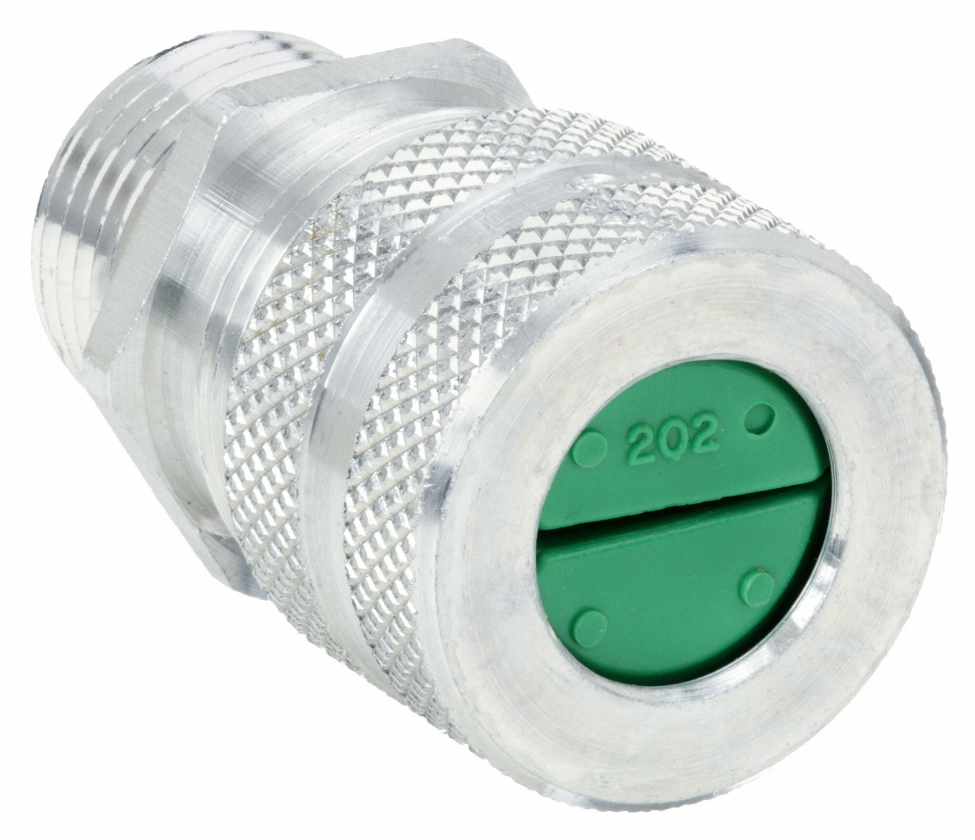 Enhanced Rating Cord Connector: Aluminum, 1/2 in MNPT, 0.06 in to 0.13 in, Silver