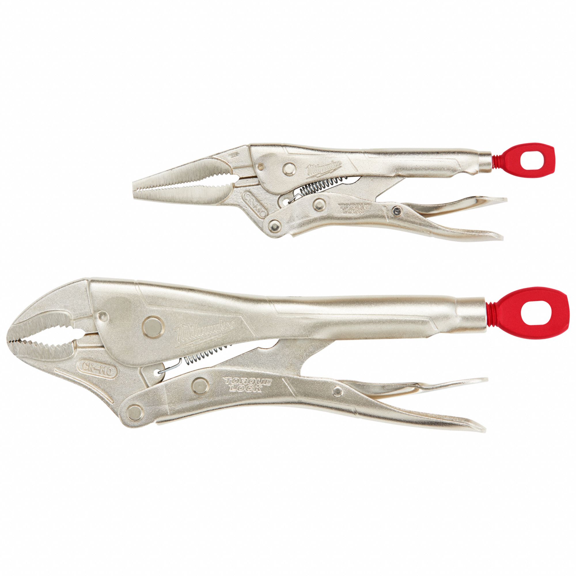 Curved/Flat/Long Nose, 1 1/8 in_1 1/2 in_1 3/4 in_1 7/8 in_2 in Max Jaw  Opening, Locking Pliers Set - 1ECG5