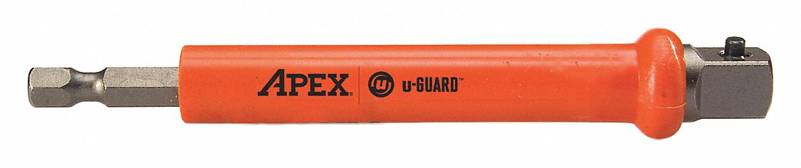 Impact Socket Extension: 1/4 in Input Drive Size, 3/8 in Output Drive Size, 3 in Overall Lg