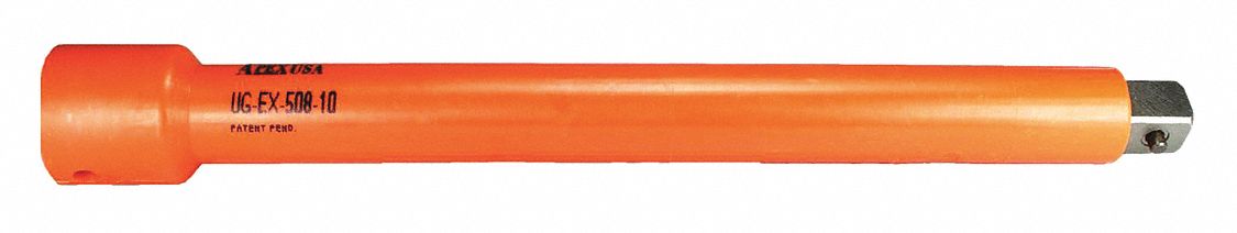 Impact Socket Extension: 1/2 in Input Drive Size, 1/2 in Output Drive Size, 10 in Overall Lg