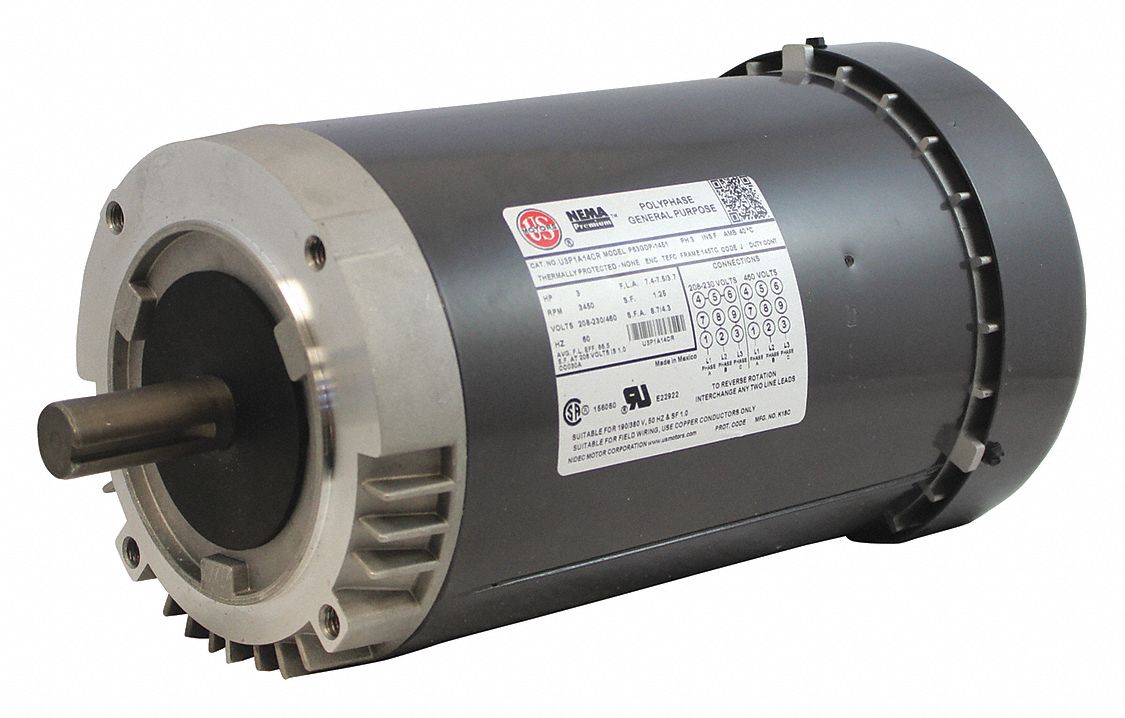 U.S. MOTORS, Totally Enclosed FanCooled, Face Mount, General Purpose