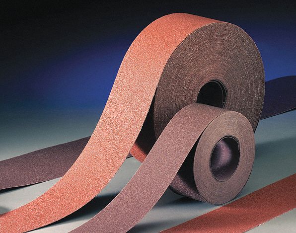 Abrasive Utility Roll: 1 1/2 in W x 150 ft L, Aluminum Oxide, 100 Grit, J Wt Cloth, K225