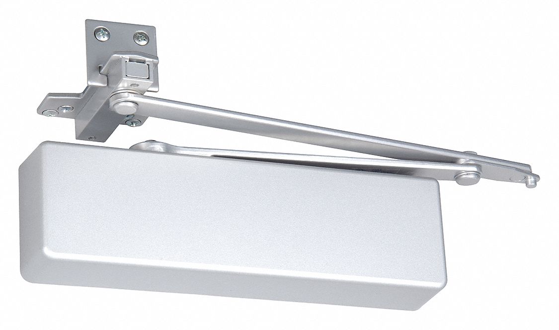 Door Closer: Parallel Mounting Type, Grade 1 - Heavy Duty, Aluminum, 2 1/8 in Wd