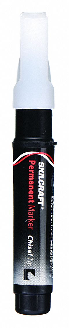 Permanent Marker: Black, Capped, Chisel, Permanent Ink, Single Tips, Std, 12 PK