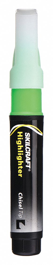 Highlighter: Green, Chisel, Capped, Std, Std, Non-Toxic, 12 PK