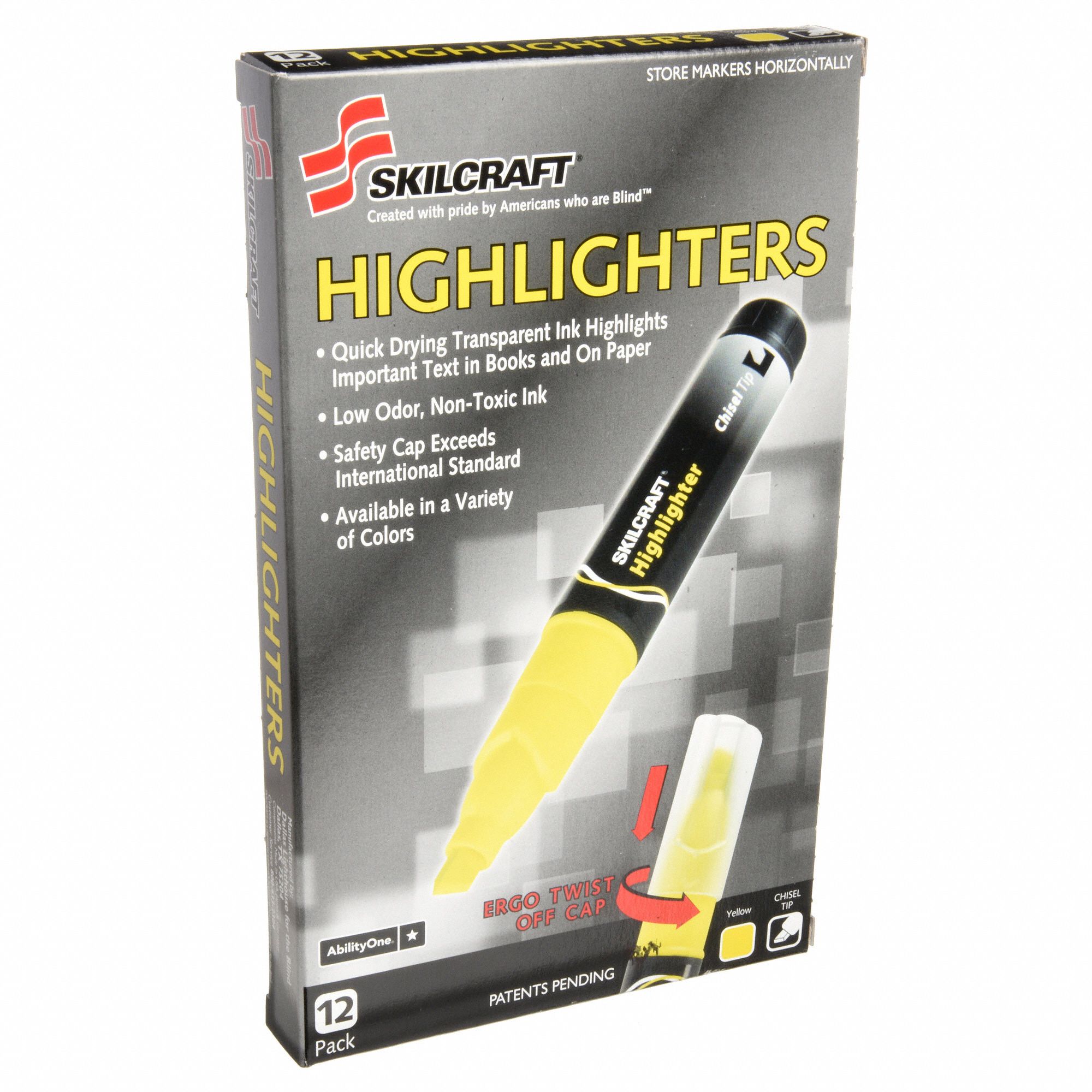 ABILITY ONE 7520-00-904-4476 Highlighter,Yellow,PK12