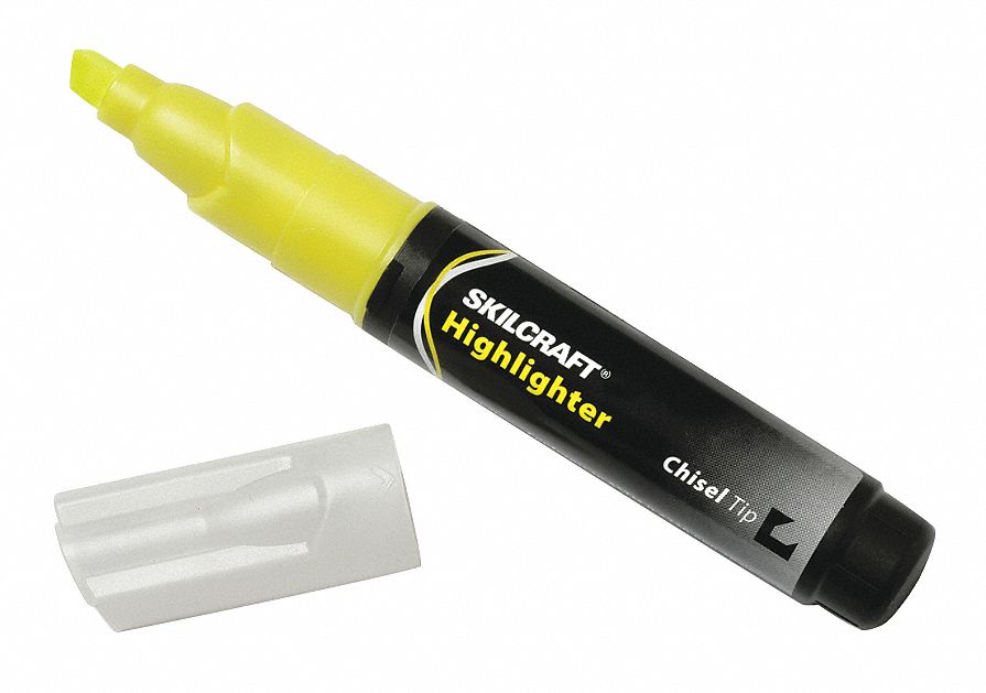 ABILITY ONE Highlighter Chisel, Capped, Yellow, Original, 12 PK 52CE687520009044476