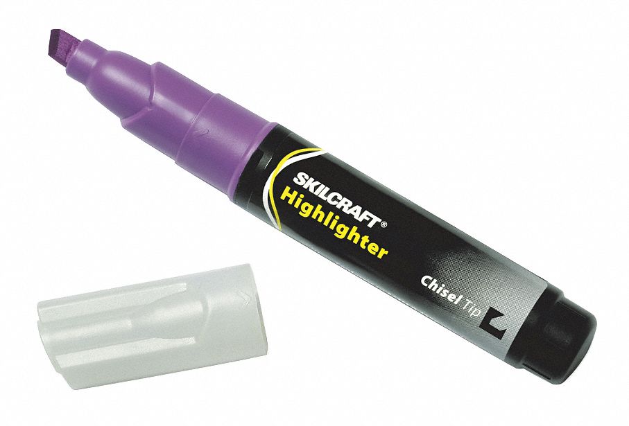 ABILITY ONE Highlighter, Marker Ink Color Purple, Marker Tip Chisel