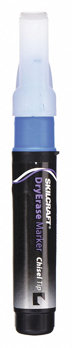 Dry Erase Marker Set: Blue, Chisel, Capped, Eraser Not Included, Std, Non-Toxic, 12 PK