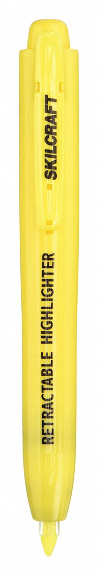 Highlighter: Yellow, Chisel, Retractable, Std, Std, Non-Toxic, 4 PK