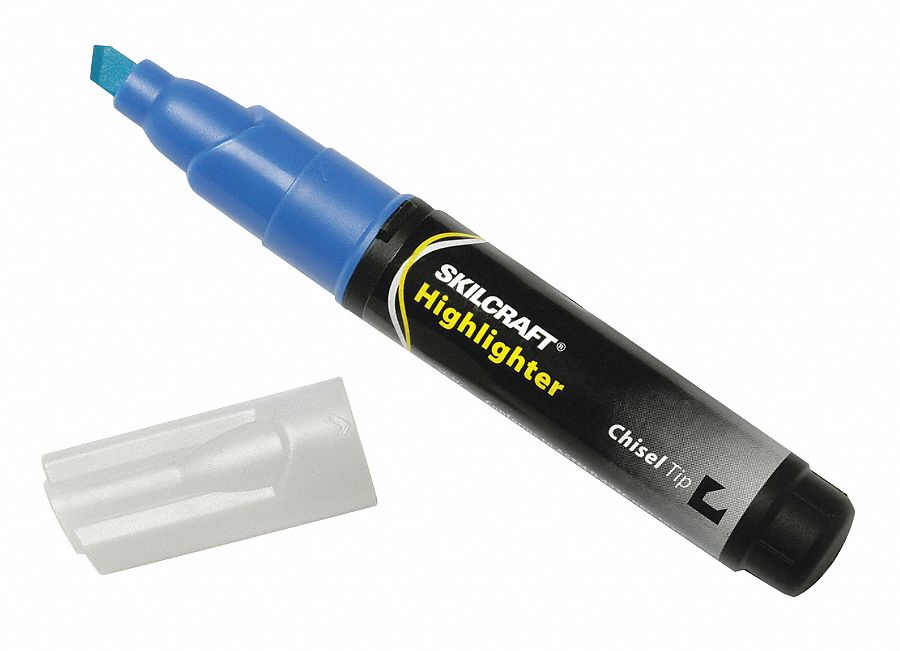 ABILITY ONE Highlighter, Marker Ink Color Blue, Marker Tip Chisel
