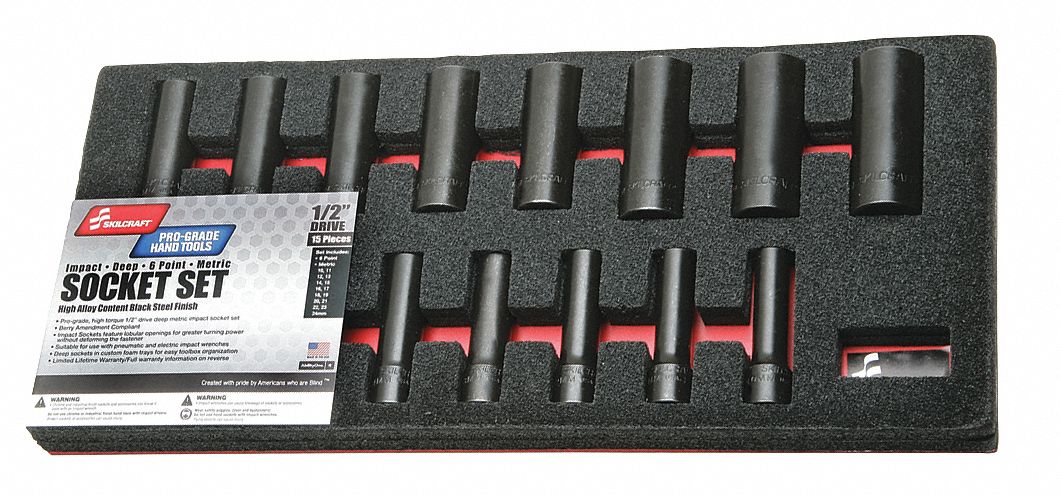 Ability One Impact Socket Set Alloy Steel Black Oxide 1 2 In Impact Rated Yes Socket Depth Deep 52ce90 5130 01 650 3996 Grainger