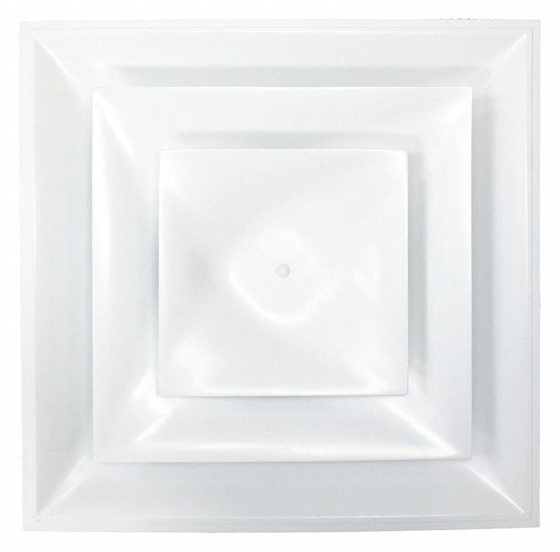 DIFFUSER, CEILING, 23¾ IN H, 23¾ IN W, LAY-IN, 8 IN DUCT, PLASTIC, SQUARE CONE, WHITE