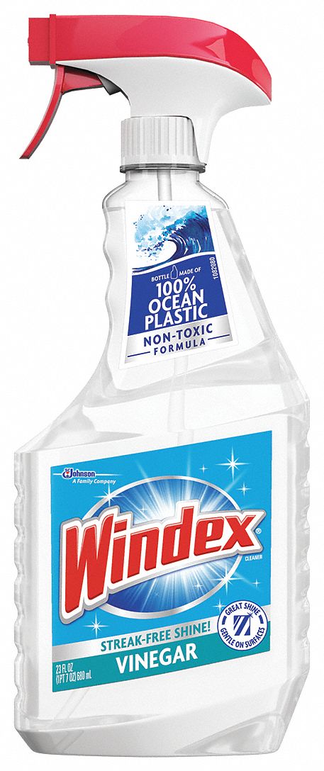 Glass Cleaner: Liquid, Trigger Spray Bottle, 23 oz, Ammonia Free, Unscented, 8 PK