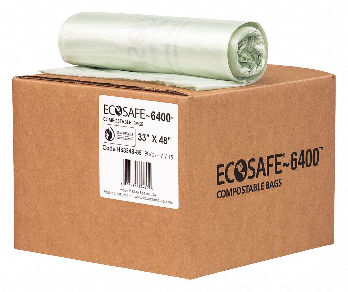 ECOSAFE6400 Compostable Trash Bags 35 gal Capacity, 33 in Wd, 48 in