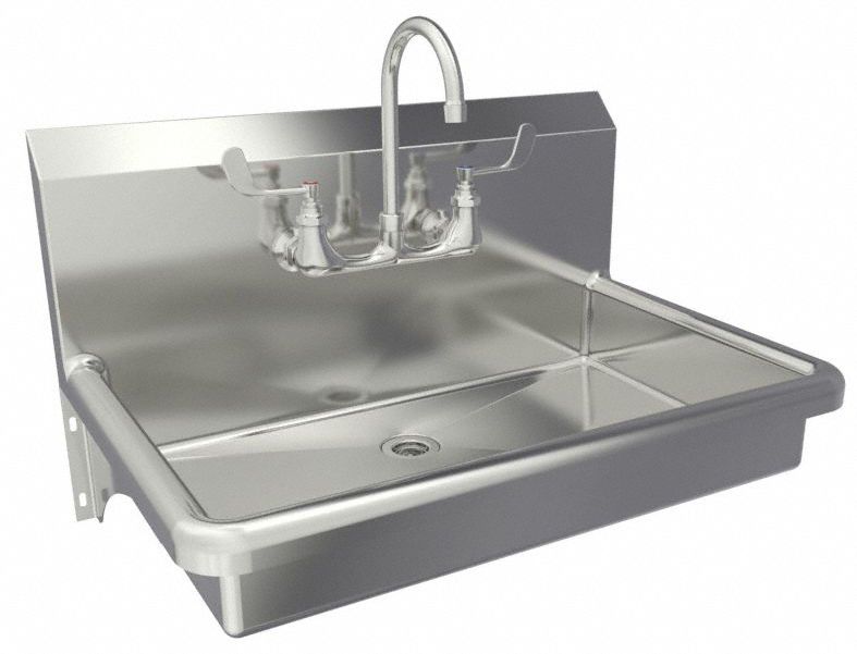 Hand Sink: 1 Stations, 5 in Bowl Dp, 27 in Bowl Lg, 16 1/2 in Bowl Wd, Faucet Included