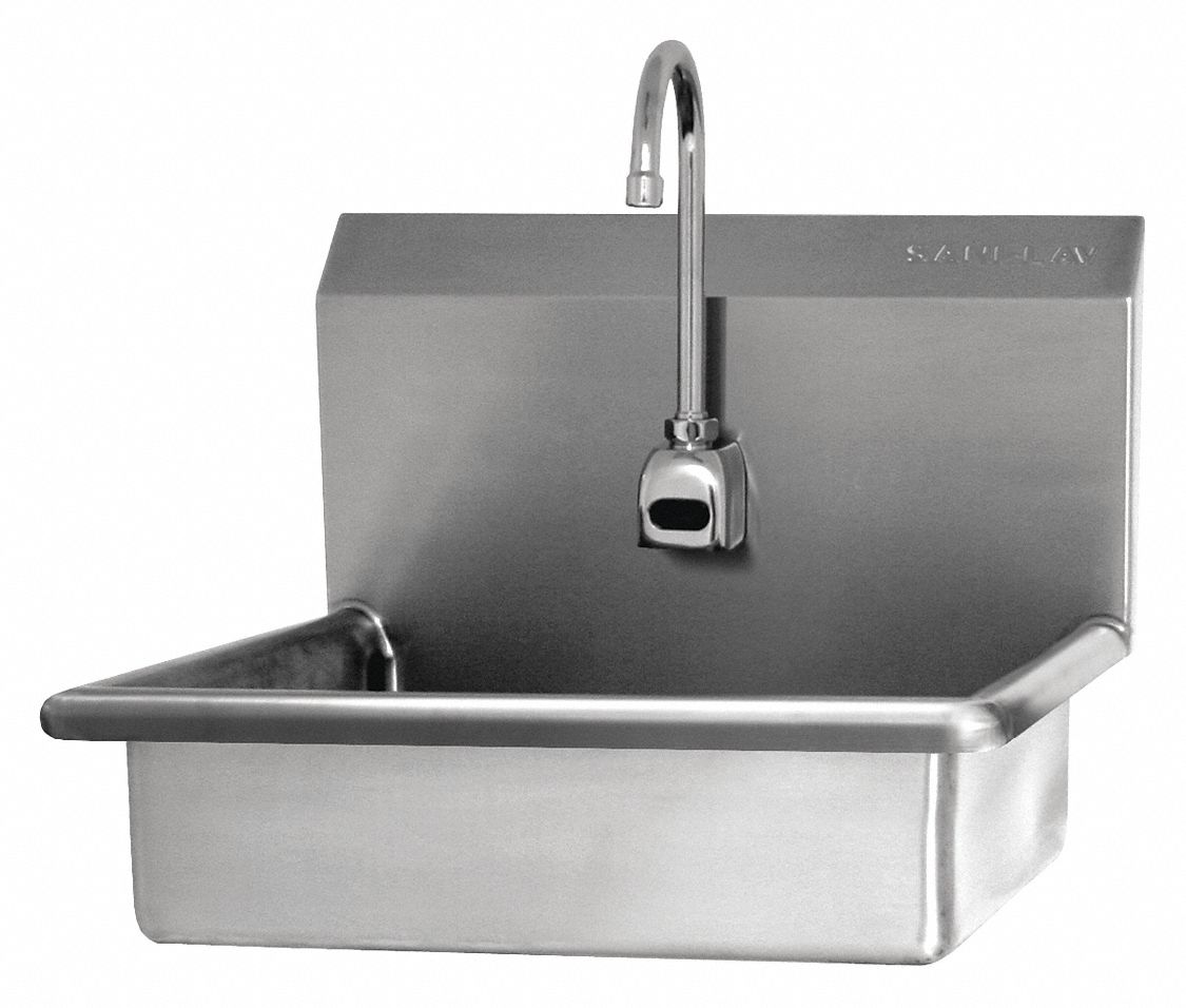 Hand Sink: 1 Stations, 6 in Bowl Dp, 16 in Bowl Lg, 12 1/2 in Bowl Wd, Faucet Included