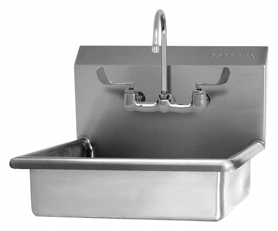 Hand Sink: 1 Stations, 5 in Bowl Dp, 19 in Bowl Lg, 15 1/2 in Bowl Wd, Faucet Included