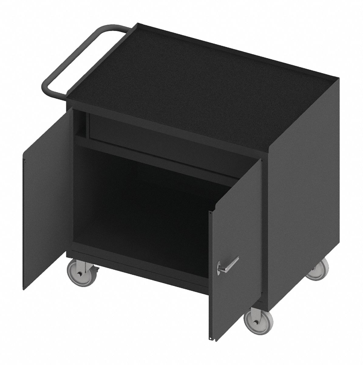 Mobile Cabinet Workbench: 36 in x 24 in, Rubber, 1, 200 lb Overall Load Capacity, Gray