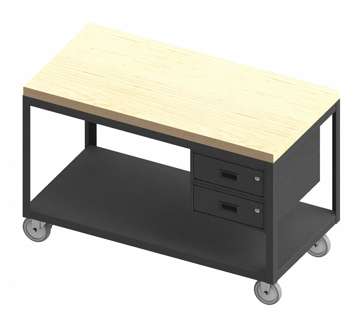 WORKBENCH, FIXED H, BUTCHER BLOCK, 60 IN X 30 IN, 1,200 LB OVERALL LOAD CAPACITY