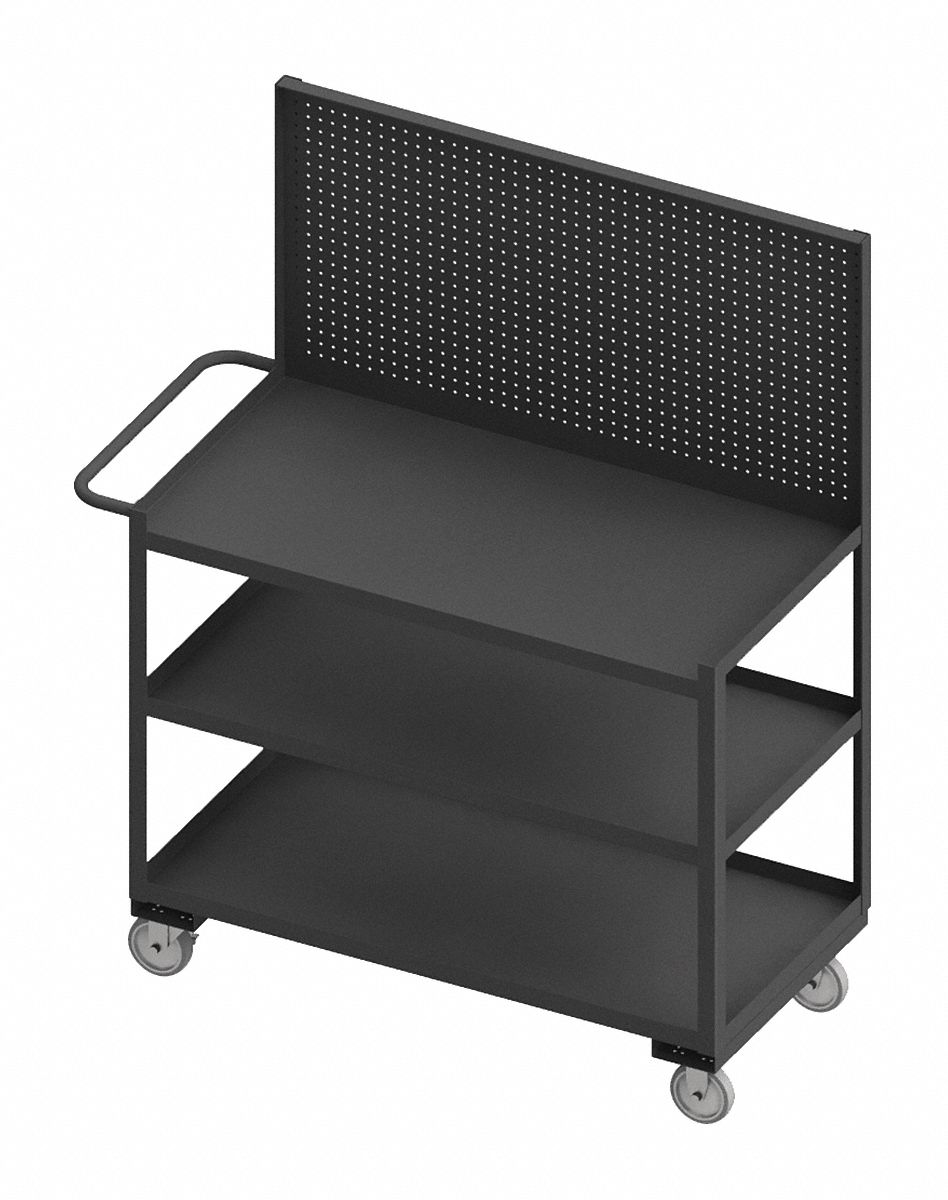 STEEL MOBILE WORKSTATION WITH PEGBOARD STORAGE, 1,200 LB LOAD CAPACITY, 36 X 24 IN, FLAT