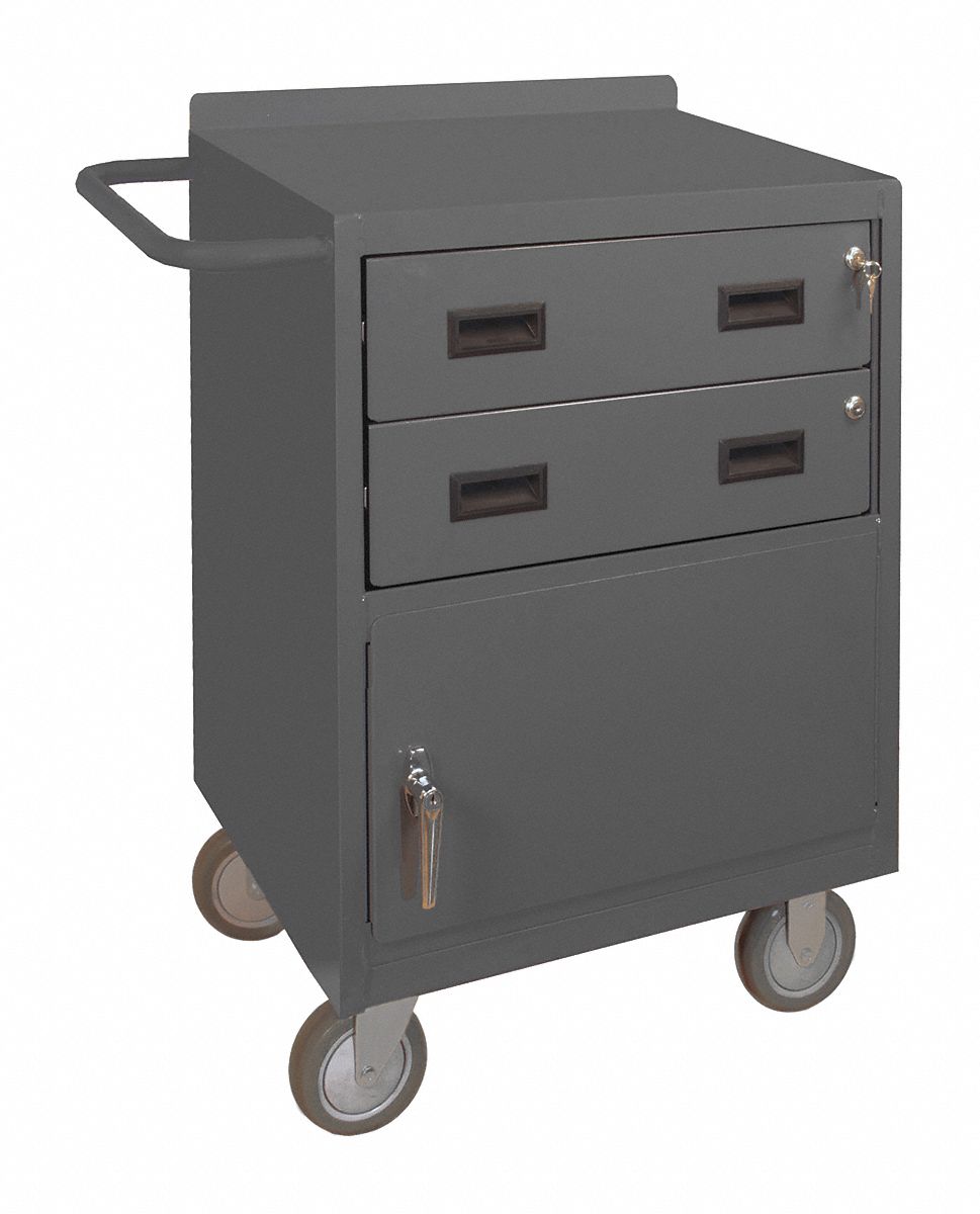 MOBILE CABINET WORKBENCH, 24 IN X 18 IN, STEEL, 1,200 LB OVERALL LOAD CAPACITY, GREY