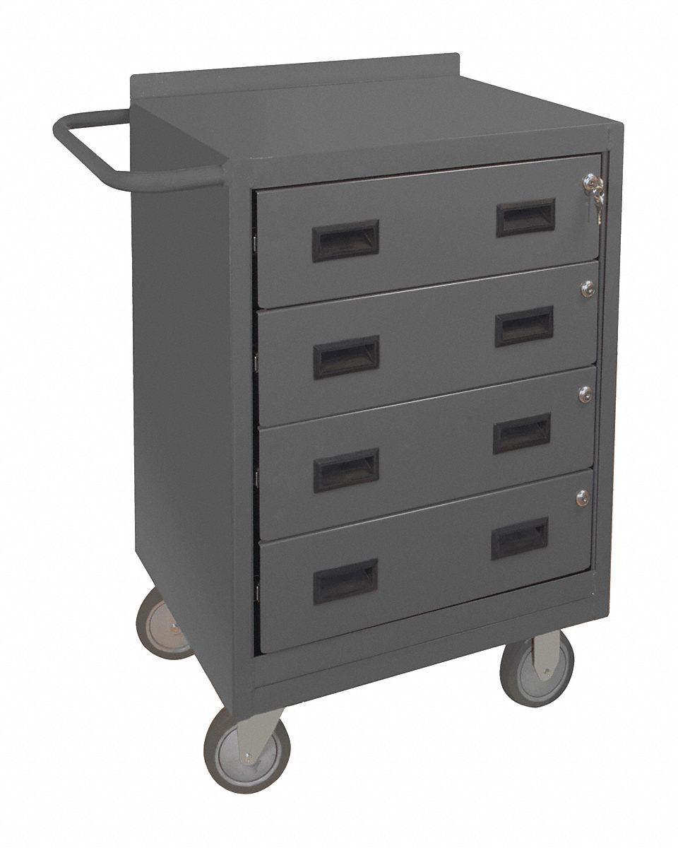 MOBILE CABINET WORKBENCH, 24 IN X 18 IN, STEEL, 1,200 LB OVERALL LOAD CAPACITY, GREY