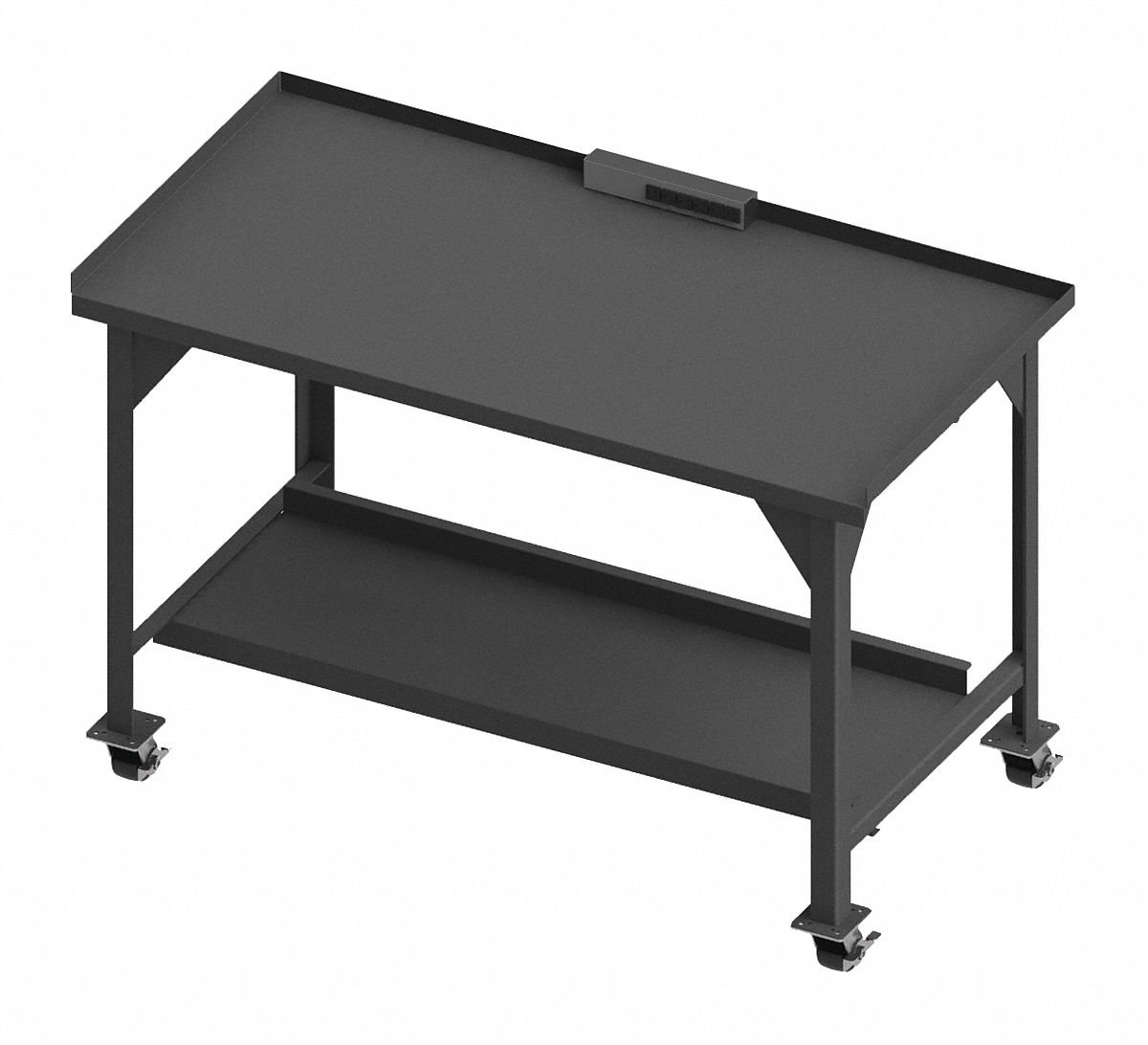 Workbench: Fixed Ht, Steel, 60 in x 30 in, 4, 000 lb Overall Load Capacity, Gray