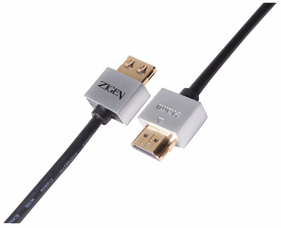 HDMI Locking Cable: 3 ft Lg, Black, High Speed, Audio-Visual Equipment, 28 AWG Conductor Size