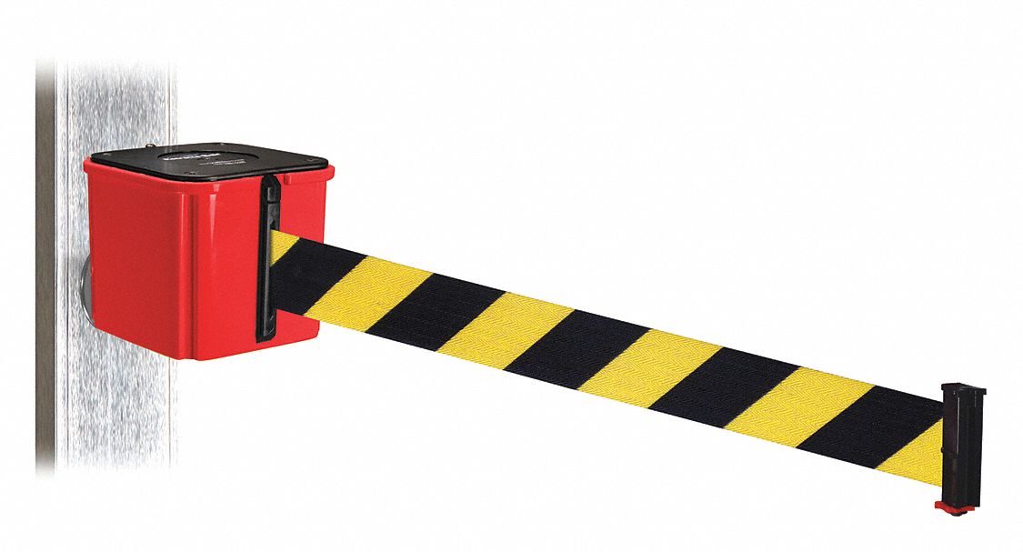 RETRACTA-BELT Retractable Belt Barrier, Black and Yellow Diagonal ...