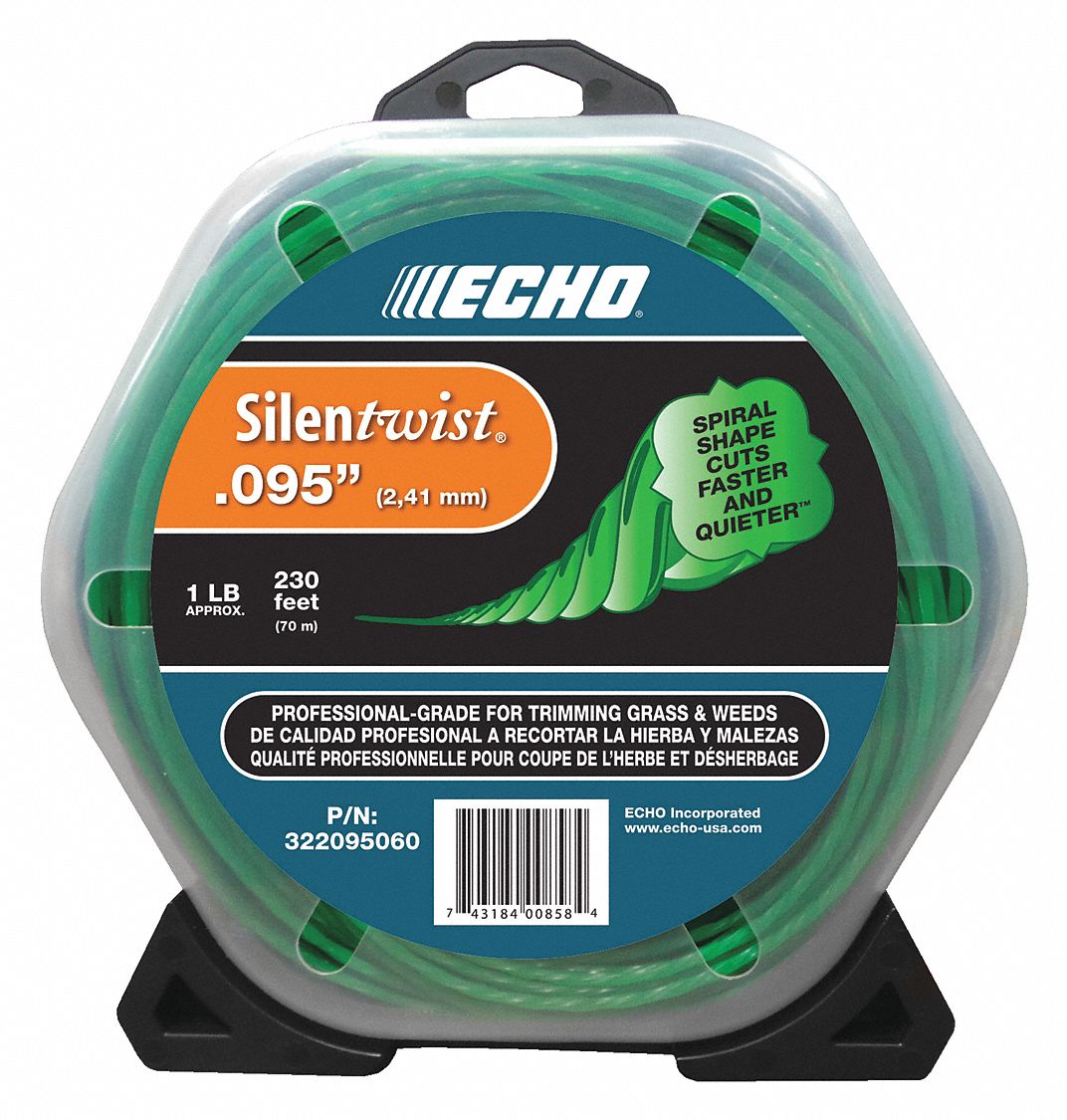 ECHO, Nylon, 0.095 in Dia, String Trimmer Line 52DD67322095060