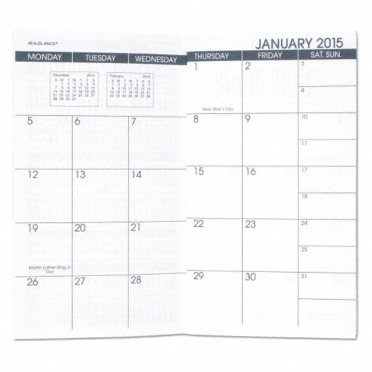 At A Glance Desk Calendar Refill Format One Month Per Two Page Spread Sheet Size 3 5 8 X 6 1 8 In 52dn96 70 906 10 Grainger