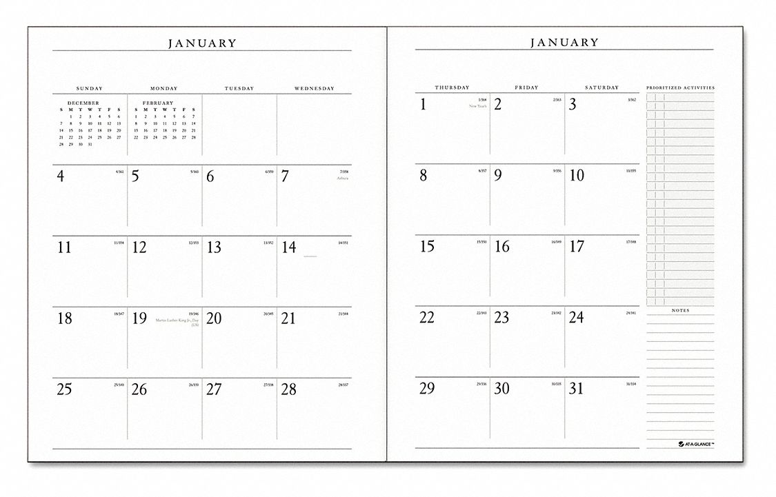 AT-A-GLANCE White Monthly Planner Refill, Format One Month Per Two-Page ...