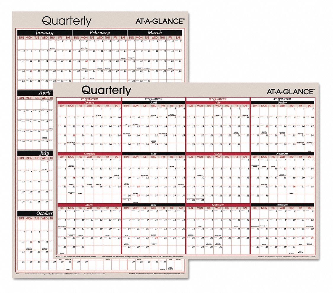 AT A GLANCE Reversible Erasable Yearly Wall Calendar Format 12 Months Per Page Sheet Size 24
