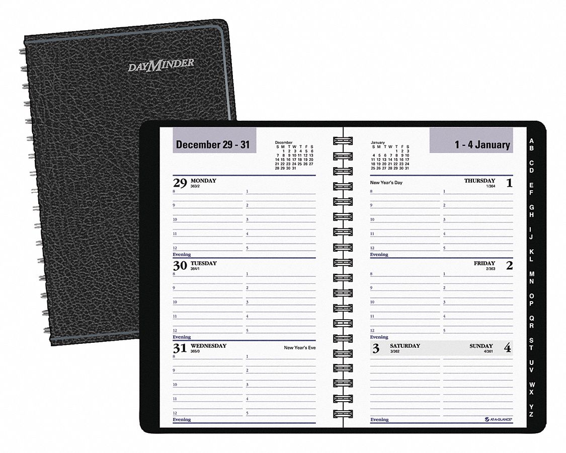 At a glance 3 3 4 x 6 in sheet size one week per two page spread