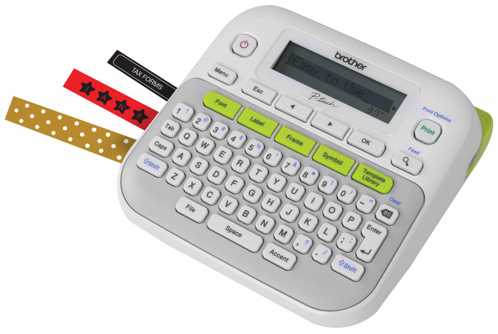 BROTHER Label Maker, White/Gray, 26.2 ft. Tape L 52DY60PTD210 Grainger