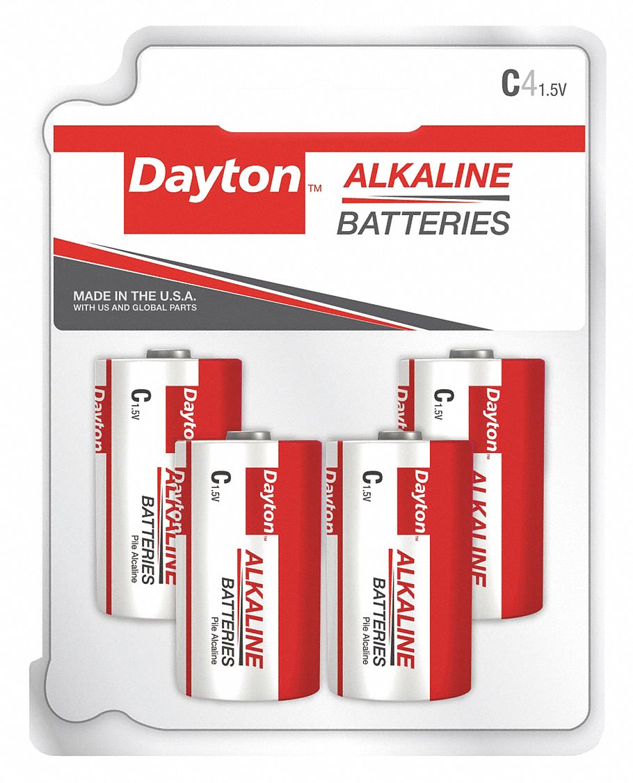Battery, Alkaline, C, Everyday, PK4