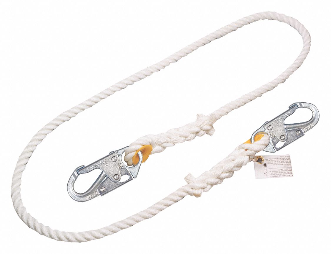 ROPE LANYARD, REBAR HOOK, 1 LEG, WEIGHT CAP 310 LBS, ORANGE, STEEL HARDWARE