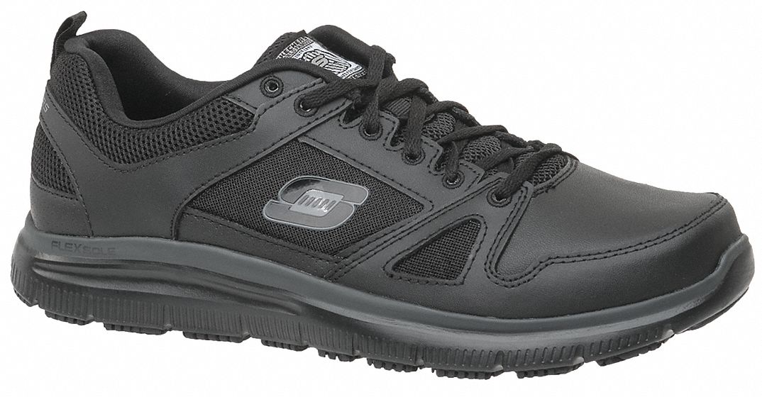 SKECHERS Athletic Shoe, 13, Wide, Men's, Black, Plain Toe Type, 1 PR ...