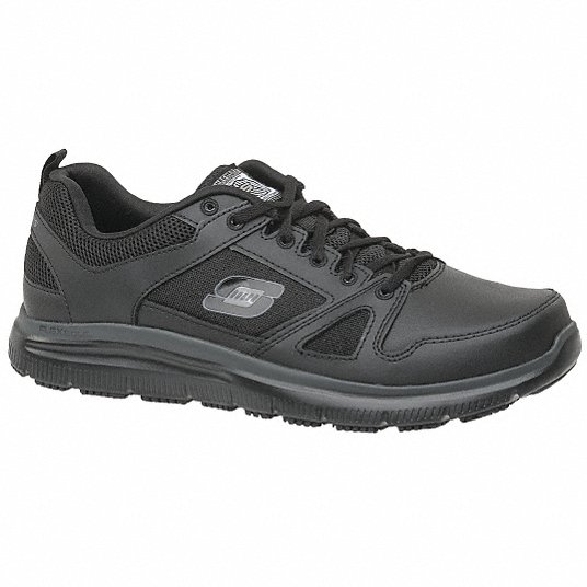 SKECHERS Athletic Shoe, 12, Wide, Men's, Black, Plain Toe Type, 1 PR ...