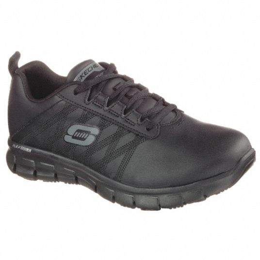 SKECHERS Athletic Shoe, 9-1/2, Wide, Women's, Black, Plain Toe Type, 1 ...