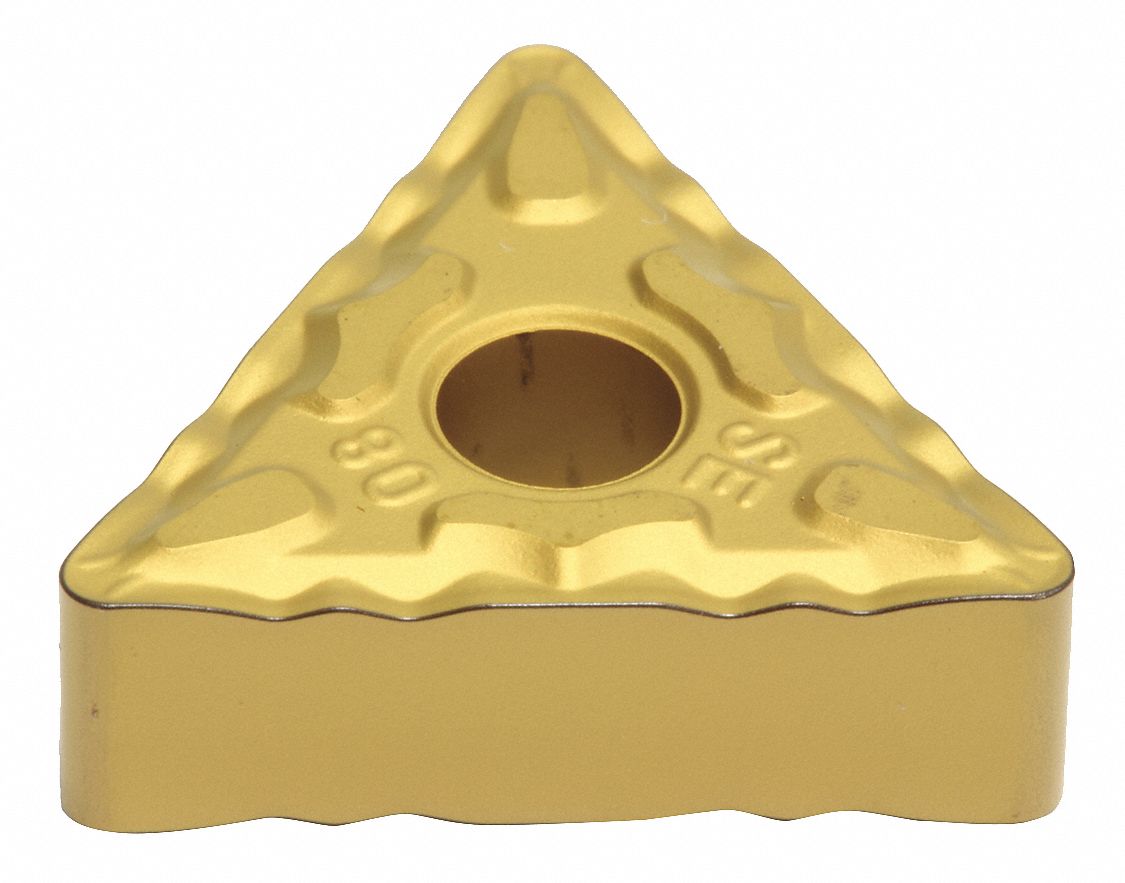 Triangle Turning Insert: 1/2 in Inscribed Circle, Neutral, ESE Chip-Breaker, Al203+TiCN