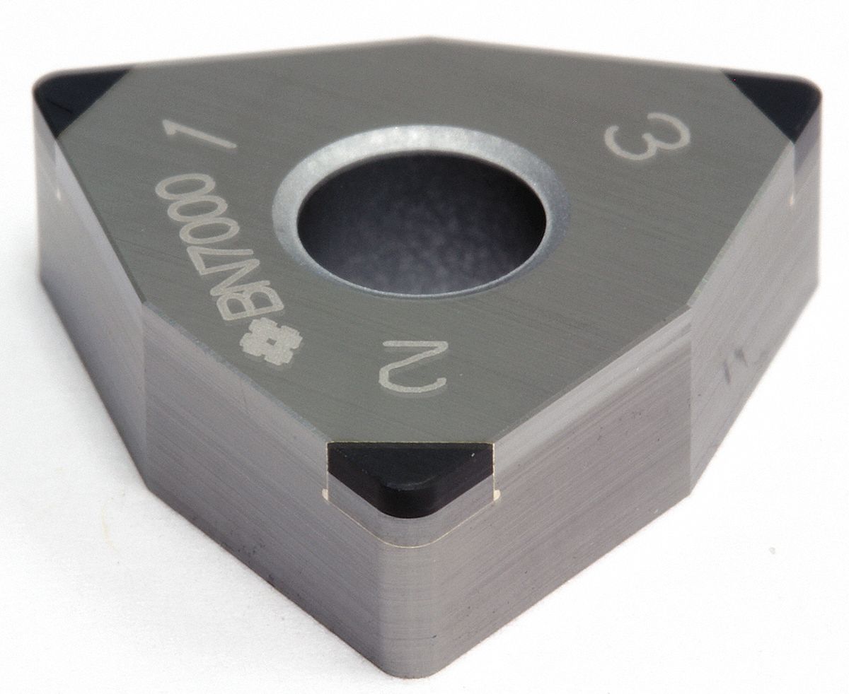 Turning Insert: 1/2 in Inscribed Circle, Neutral, 3/16 in Thick, 0° Clearance Angle, BN1000