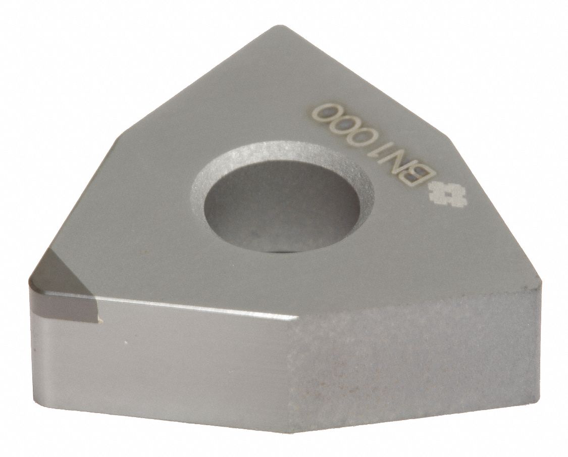 Turning Insert: 1/2 in Inscribed Circle, Neutral, 3/16 in Thick, 0° Clearance Angle, BN1000