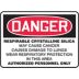 Danger: Respirable Crystalline Silica May Cause Cancer Causes Damage To Lungs Wear Respiratory Protection In This Area Authorized Personnel Only Signs
