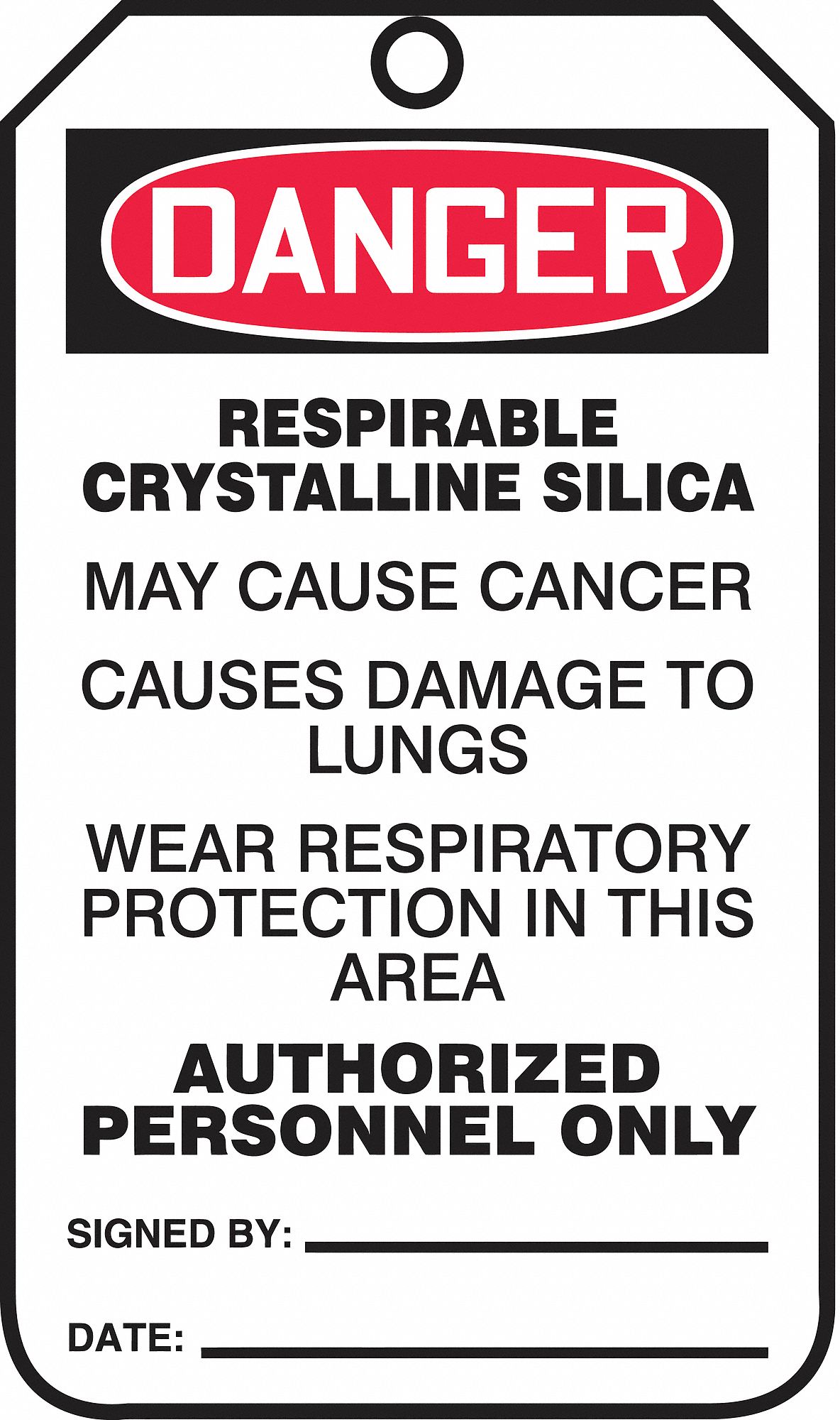 Safety Tags: #7 Tag Size, White, Single Part Tag, Fastener Not Included, 25 Tags, 25 PK