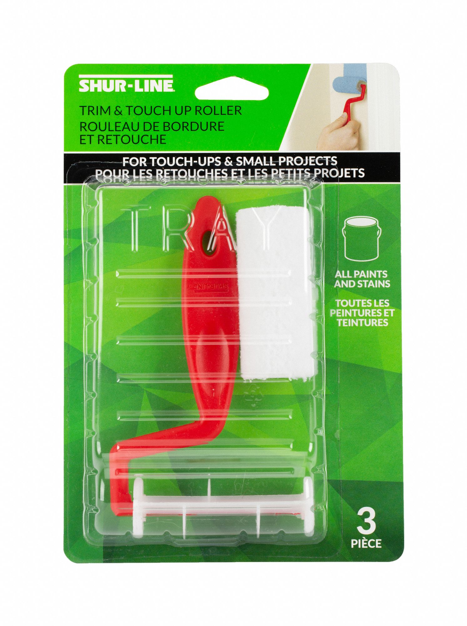 SHUR-LINE, Plastic Frame Roller Frame, 3 in Roller Lg, Mini Paint Roller  Kit - 52GZ10